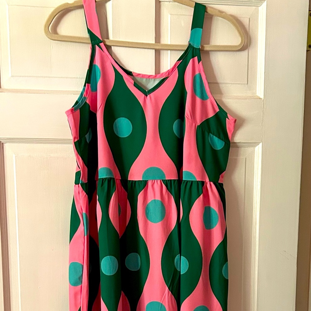 Very cute as symmetrical modern print maxi dress